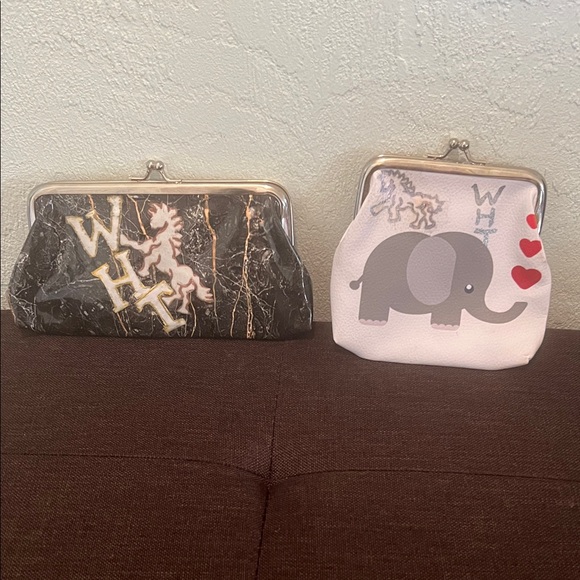 WHTBOUTIQUE Accessories - # 0736 + Set of Black /Gold WHT Logo & Baby Elephant Clutch with Silver Frame